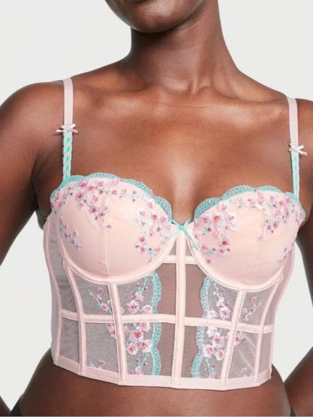 NWT VICTORIA’S SECRET CHERRY BLOSSOMS EMBROIDERED CORSET TOP